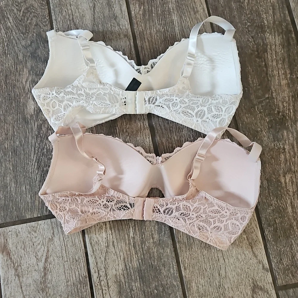 Elegant Lace Bra Set - White and Pink 38D Jessica Simpson